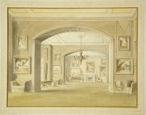 Billedgalleri i Tabley House, 1809 (wc over blyant på papir)