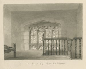 Pillaton Hall - Kapellets indre: sepia-tegning, 1841 af John Chessell Buckler