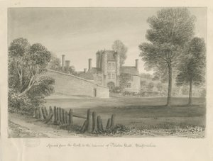 Pillaton Hall: sepia tegning af John Chessell Buckler