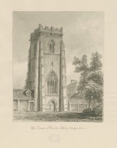 Ranton Abbey [Priory] - Tårnet: sepia-tegning af John Chessell Buckler