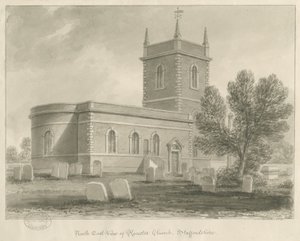 Rocester Church: sepia tegning, [1841] (tegning) af John Chessell Buckler