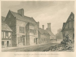 Worcestershire - Droitwich - Workhouse: sepia tegning af John Chessell Buckler