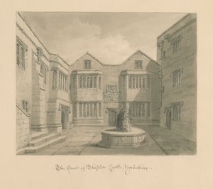 Yorkshire - Skipton Castle: sepia tegning af John Chessell Buckler