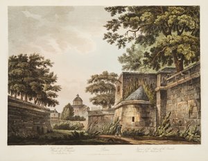 Interiør af Fosses of the Bastille, Del af Arsenal, illustration fra Versailles, Paris og Saint Denis, pub. 1809 (akvatint) af John Claude Nattes