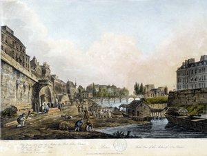 Paris: Udsigt over Pont Notre-Dame - i "Paris vu par J.C. Mats", red. Miller, London af John Claude Nattes