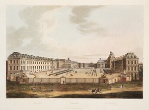 Indgangen, illustration fra Versailles, Paris og Saint Denis, pub. 1805 (akvatint)
