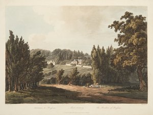 The Residence of Rousseau, illustration fra Versailles, Paris og Saint Denis, pub. 1809 (akvatint)