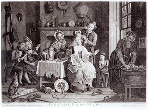 High Life Below Stairs, graveret af Caldwell, pub. i 1772 af John Collet