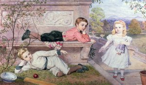 Farrer-børnene, Gaspard, Henry og Cecilia i haverne i et landsted i Berkshire af John Collingham Moore