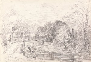 En bro nær Salisbury Court, måske Milford Bridge af John Constable