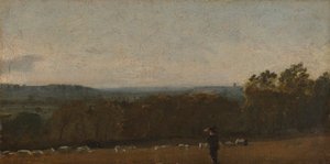 En hyrde i et landskab ser på tværs af Dedham Vale mod Langham af John Constable