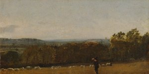 En hyrde i et landskab med udsigt over Dedham Vale mod Langham af John Constable