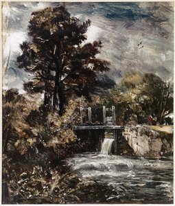En sluse, måske på Stouren (olie på lærred af John Constable