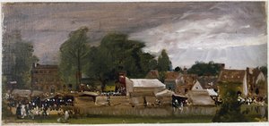 En landsbymesse, formentlig på Østre Bergholt (olie på lærred af John Constable