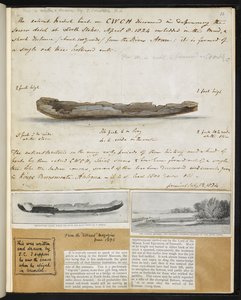 Antikviteter: Tegning af gammel britisk kano fundet (1824) ved North Stoke af John Constable