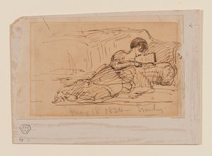 Kunstnerens datter, Emily, liggende på en sofa og læste, 18. maj 1834 af John Constable