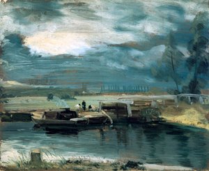 Pramme på Stour, med Dedham Church i det fjerne, 1811 af John Constable