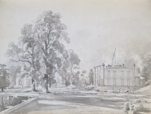 Coleorton Hall, Leicestershire, hjemsted for Sir George Beaumont (pen og vask) af John Constable