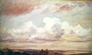 Omfattende landskab (olie på lærred) af John Constable