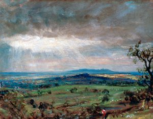Hampstead Heath med Harrow in the Distance, c1821 af John Constable