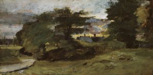 Landskab med hytter, 1809-10 af John Constable