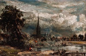 Salisbury Cathedral fra Long Bridge nær Fisherton Mill af John Constable