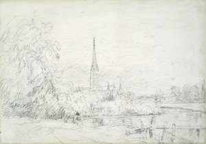 Salisbury Cathedral set fra nordvest, 1829 (grafit på papir) af John Constable