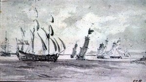 Shipping in a Breeze in the Thames or Medway (grafit på papir) af John Constable
