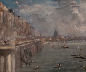 Somerset House Terrace fra Waterloo Bridge af John Constable
