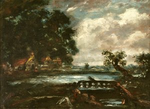 Studie til The Leaping Horse (View on the Stour) (olie på lærred) af John Constable