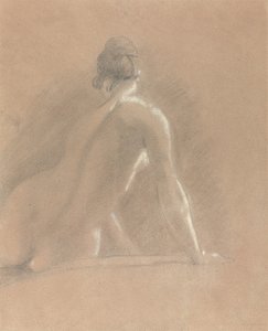 Studie af en kvindelig nøgen, set bagfra (kridt på papir) af John Constable