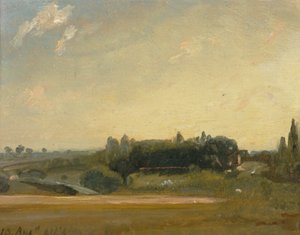 Udsigt mod præstegården, Østre Bergholt, 1813. af John Constable