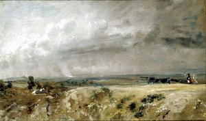 Udsigt på Hampstead Heath (olie på lærred) af John Constable