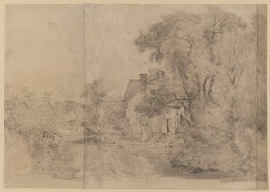 Willy Lotts Hus, Østre Bergholt, ca. 1820 (sort kridt på papir) af John Constable