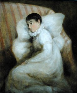 Ung pige hviler på en sofa (olie på lærred) af John Constable
