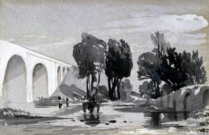 Blythe Viaduct, Hampton-in-Arden, ca. 1838 (pen & blæk og vask på papir) af John Cooke Bourne