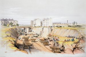 Opbygning af støttemuren nær Park Street, Camden Town, London, 17. september 1836 1838