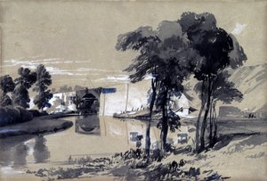 Canal Bridge, Pitstone, Buckinghamshire, oktober 1837 (pen & blæk og vask på papir)