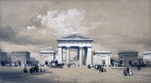 Euston Arch, april 1838 (pen & blæk og vask på papir)