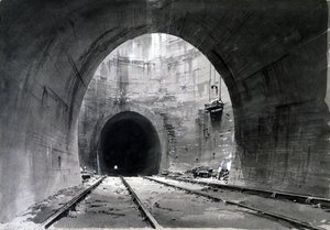 Fantastisk ventilationsskakt, Kilsby Tunnel, Northamptonshire, 1837-38 (pen & blæk og vask på papir)