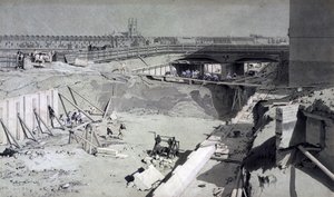 Hampstead Road Bridge, fra Camden-siden, 16. august 1836 (pen & blæk og vask på papir) af John Cooke Bourne
