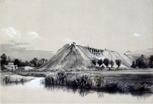 Making the Embankment at Wolverton, 29. juni 1837 (pen & blæk og vask på papir) af John Cooke Bourne