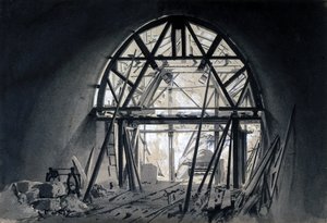 North Church Tunnel, 17. juni 1837 (pen & blæk og vask på papir) af John Cooke Bourne