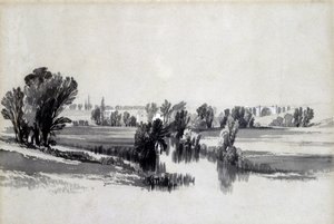 River Sowe, nær Coventry, maj 1839 (pen & blæk og vask på papir) af John Cooke Bourne