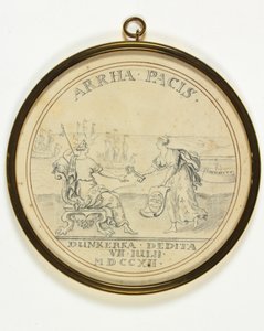 Design til en medalje om dunkerques eftergivelse af John Croker