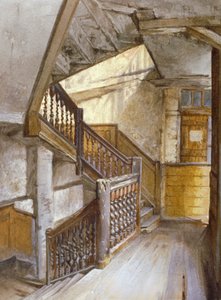 Indvendigt billede af en trappe i et hus i White Lion Court, Westminster, London, 1880 af John Crowther