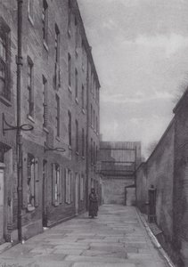 Det forsvundne London: Marshalsea Place, en del af gældsfængslet (litografi) af John Crowther