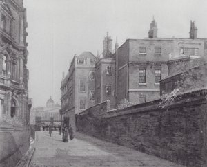 Det forsvundne London: Passage i Spring Gardens fra Trafalgar Square til Mall (litografi) af John Crowther