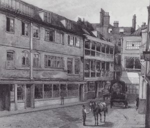 Det forsvundne London: Gården ved George Inn, Borough (litografi) af John Crowther