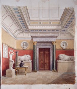 Skulpturgalleriet, nordenden, ca. 1870 (akvarel på papir) af John Dibblee Crace